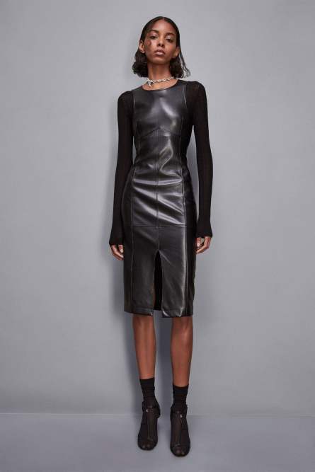 Midi dress with front slit, Black, Patrizia Pepe