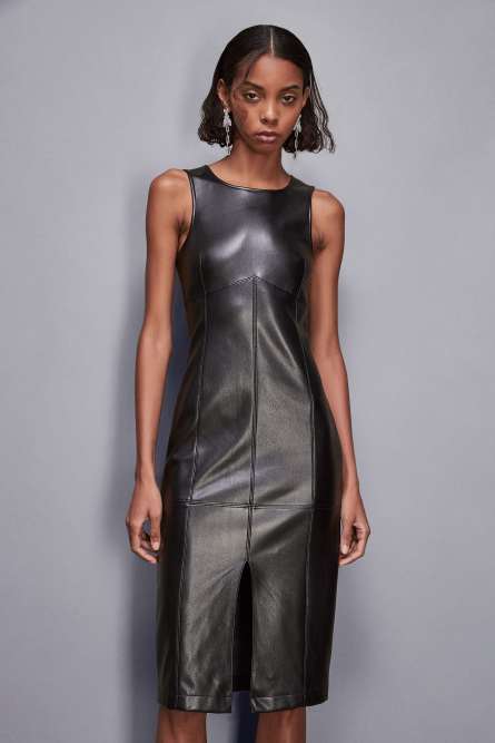Midi dress with front slit, Black, Patrizia Pepe