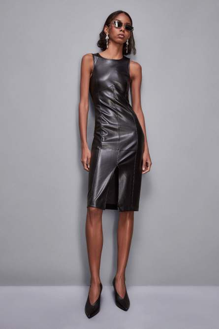 Midi dress with front slit, Black, Patrizia Pepe