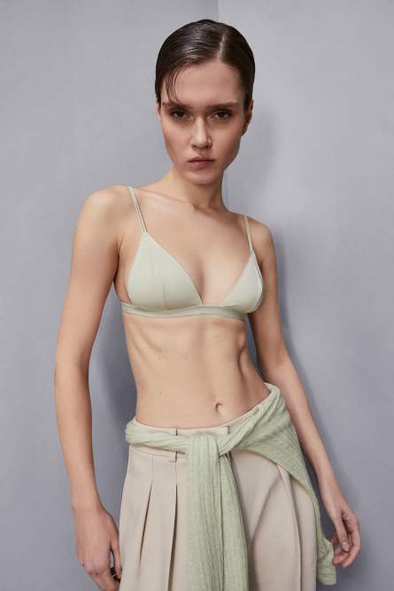 Soutien-gorge triangle en microfibre, Vert, Patrizia Pepe