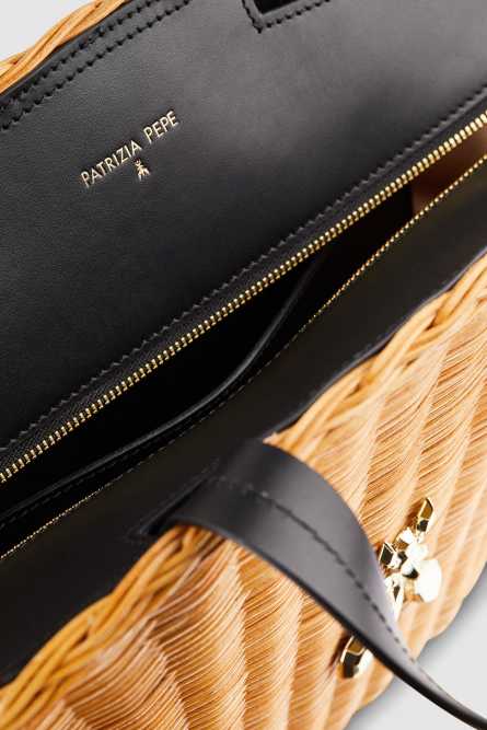 Большая сумка Minimal City Bag из ротанга, Бежевый, Patrizia Pepe