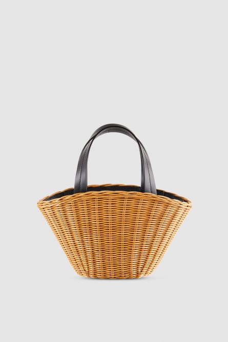 Small Minimal City Bag in wicker, Beige, Patrizia Pepe