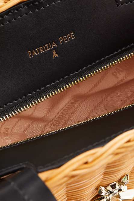 Small Minimal City Bag in wicker, Beige, Patrizia Pepe