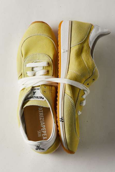 Running SKIN Sneakers &apos;93 in suede, Yellow, Patrizia Pepe