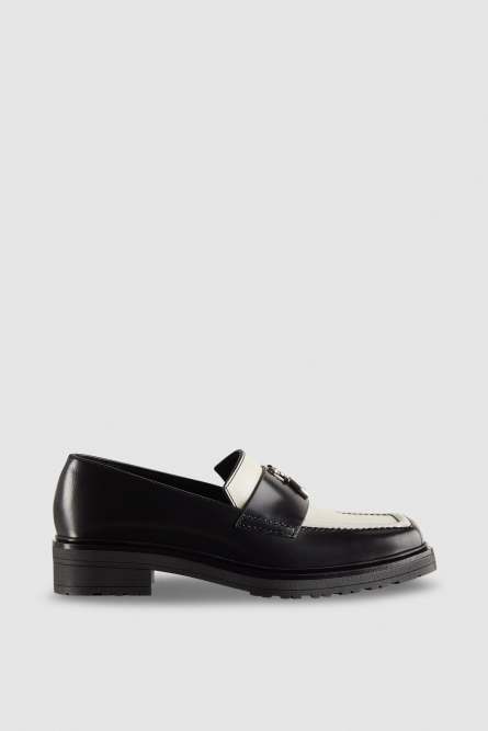 Patterned leather loafers, Black, White, Patrizia Pepe
