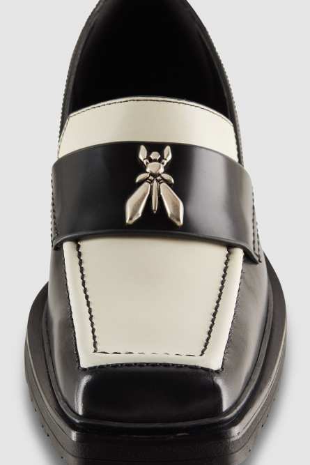 Patterned leather loafers, Black, White, Patrizia Pepe