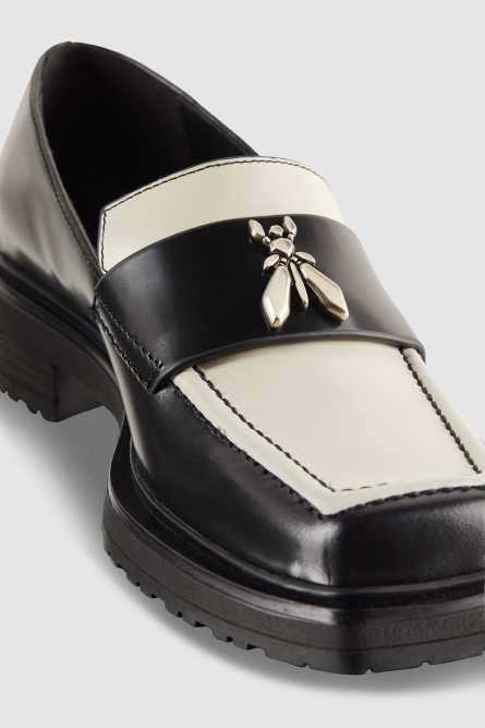 Patterned leather loafers, Black, White, Patrizia Pepe