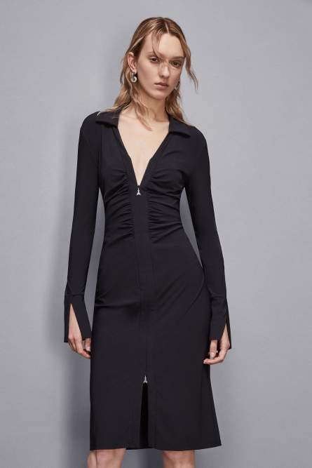 Zippered midi dress, Black, Patrizia Pepe