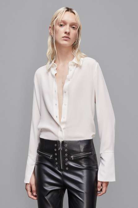 Regular fit silk crepe shirt, White, Patrizia Pepe
