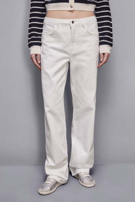 Essential denim straight pants, White, Patrizia Pepe