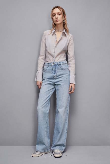 Shirt with feminine fit, Grey, Patrizia Pepe