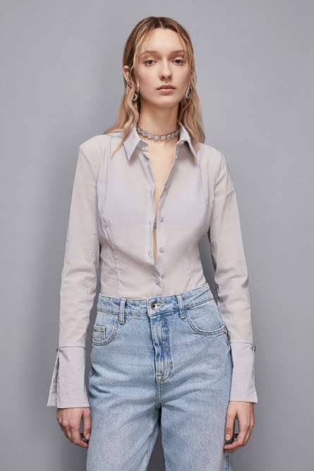 Shirt with feminine fit, Grey, Patrizia Pepe