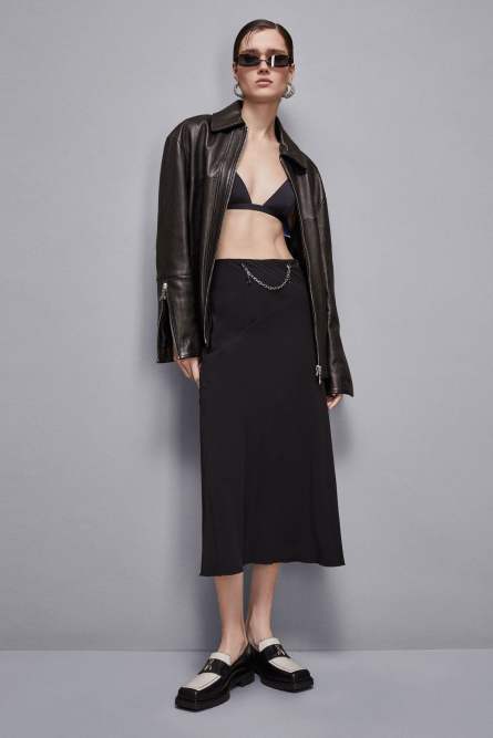 Essential midi skirt with jewel detail, Black, Patrizia Pepe