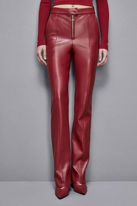 Pantalón ajustado con cremallera, Rojo