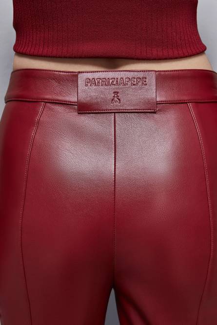 Pantalón ajustado con cremallera, Rojo