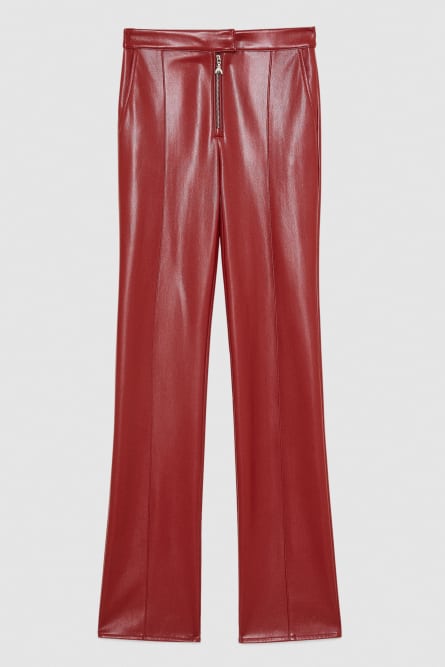 Pantalón ajustado con cremallera, Rojo
