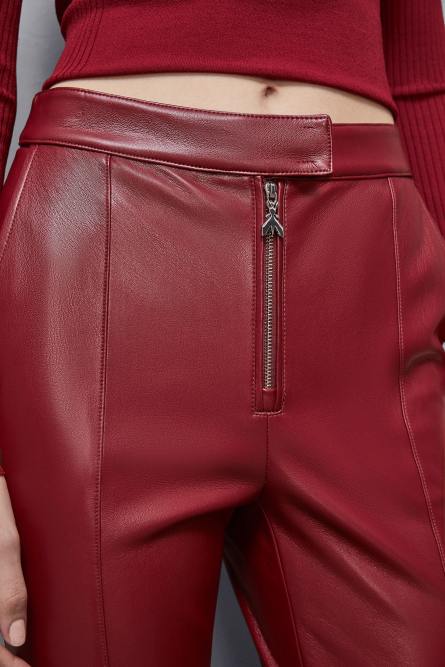 Pantalón ajustado con cremallera, Rojo