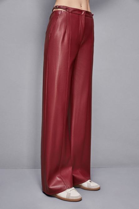 Palazzo pants with slash, Red, Patrizia Pepe