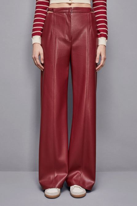 Palazzo pants with slash, Red, Patrizia Pepe