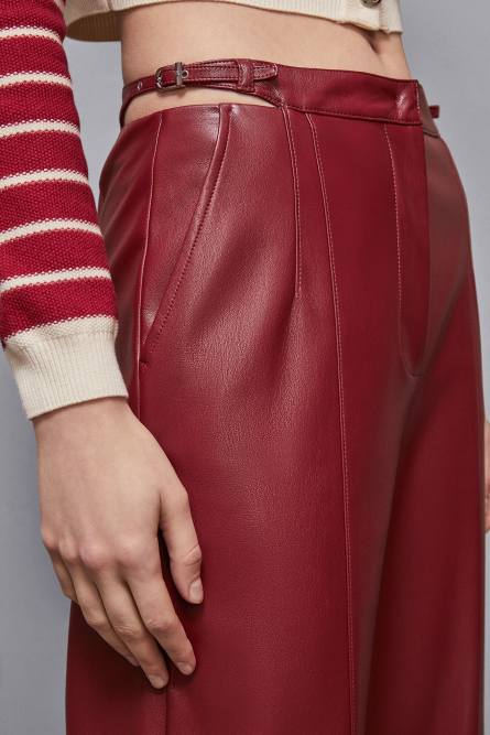 Palazzo pants with slash, Red, Patrizia Pepe