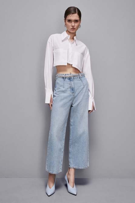Essential denim palazzo pants, Light Blue, Patrizia Pepe