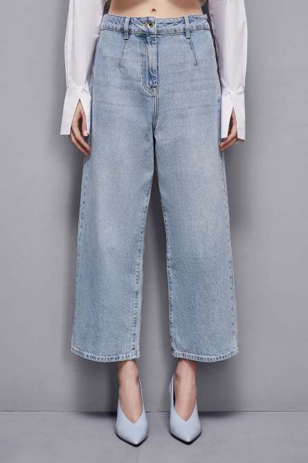 Essential denim palazzo pants, Light Blue, Patrizia Pepe