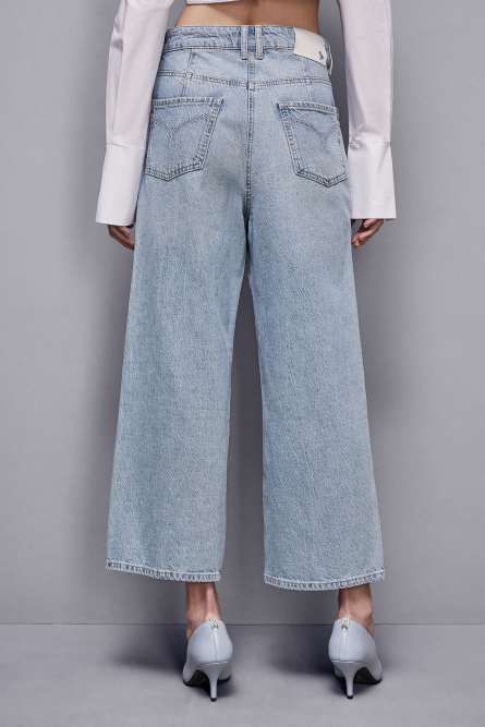 Essential denim palazzo pants, Light Blue, Patrizia Pepe