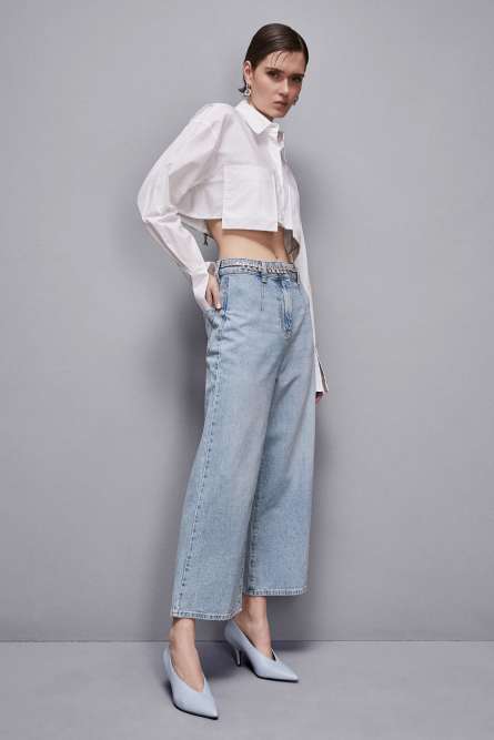 Essential denim palazzo pants, Light Blue, Patrizia Pepe