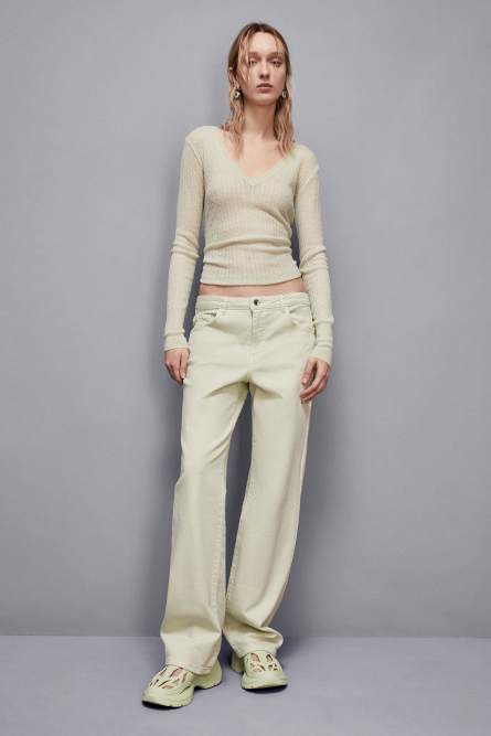 Essential denim straight pants, Green, Patrizia Pepe