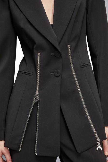 Zippered two-button jacket, Black, Patrizia Pepe