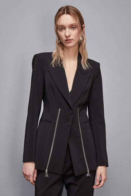 Zippered two-button jacket, Black, Patrizia Pepe