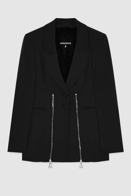 Zippered two-button jacket, Black, Patrizia Pepe