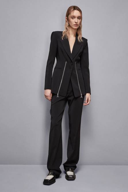 Zippered two-button jacket, Black, Patrizia Pepe