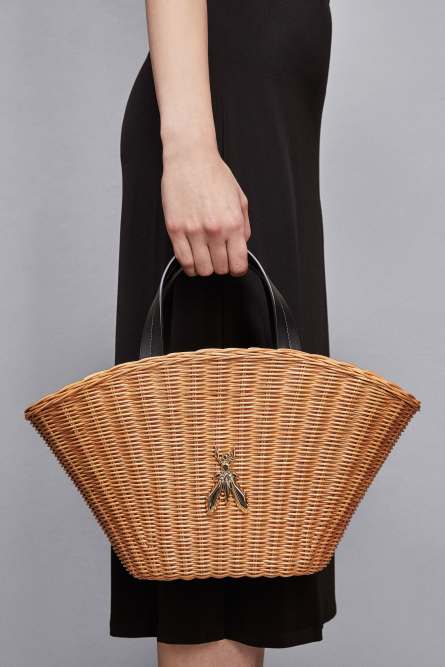 Большая сумка Minimal City Bag из ротанга, Бежевый, Patrizia Pepe