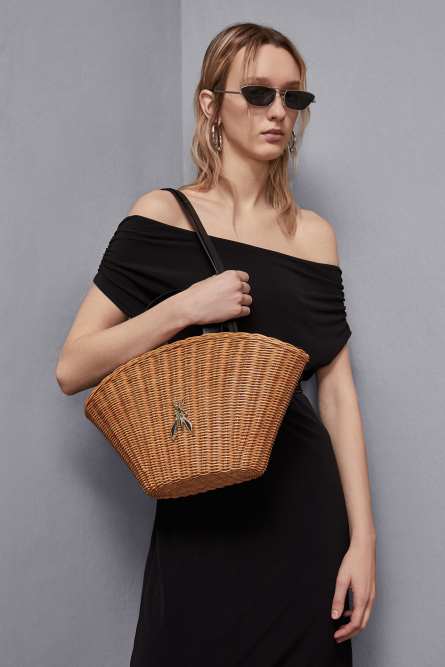 Большая сумка Minimal City Bag из ротанга, Бежевый, Patrizia Pepe
