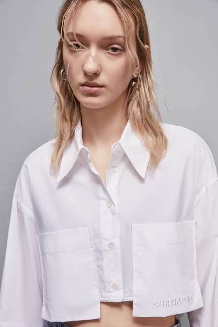 Zippered over shirt, White, Patrizia Pepe