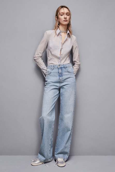 Shirt with feminine fit, Grey, Patrizia Pepe