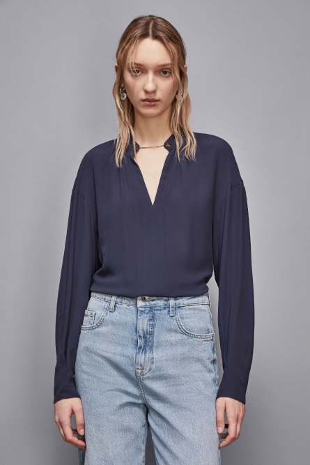 Tunic with cufflinks, Blue, Patrizia Pepe