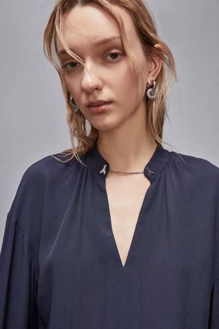 Tunic with cufflinks, Blue, Patrizia Pepe