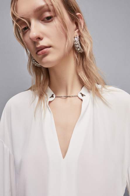 Tunic with cufflinks, White, Patrizia Pepe