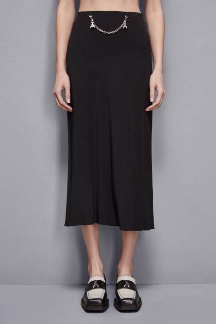 Essential midi skirt with jewel detail, Black, Patrizia Pepe