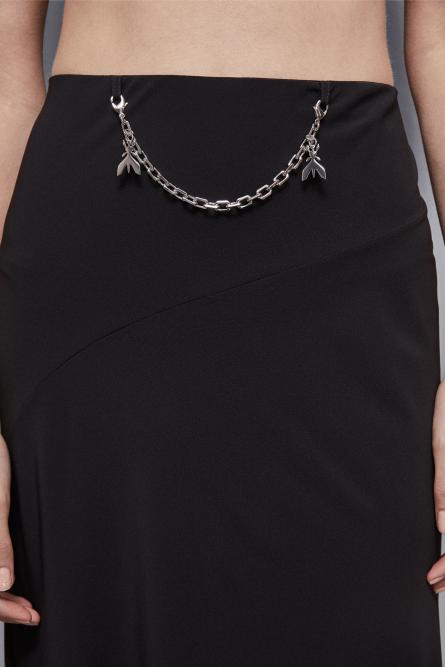 Essential midi skirt with jewel detail, Black, Patrizia Pepe