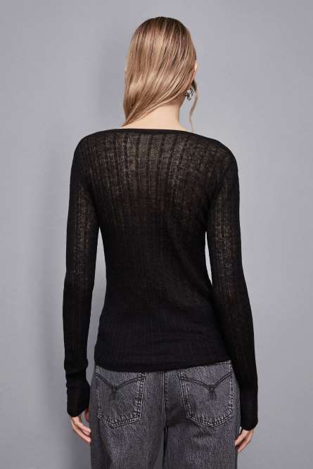 Super light V neck sweater, Black, Patrizia Pepe