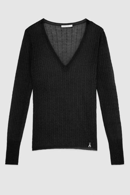 Super light V neck sweater, Black, Patrizia Pepe
