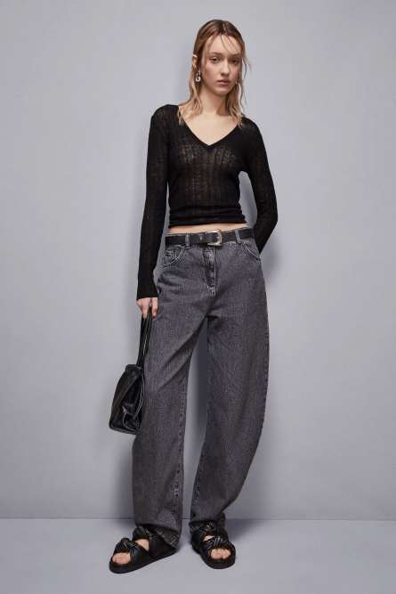 Super light V neck sweater, Black, Patrizia Pepe