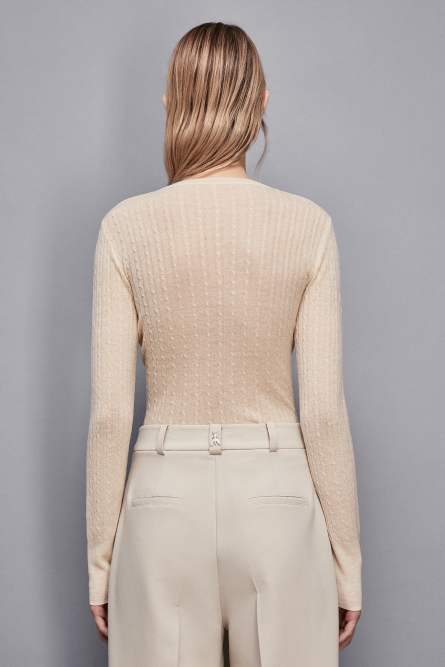 Super light V neck sweater, Beige, Patrizia Pepe
