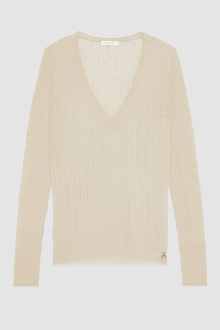 Super light V neck sweater, Beige, Patrizia Pepe