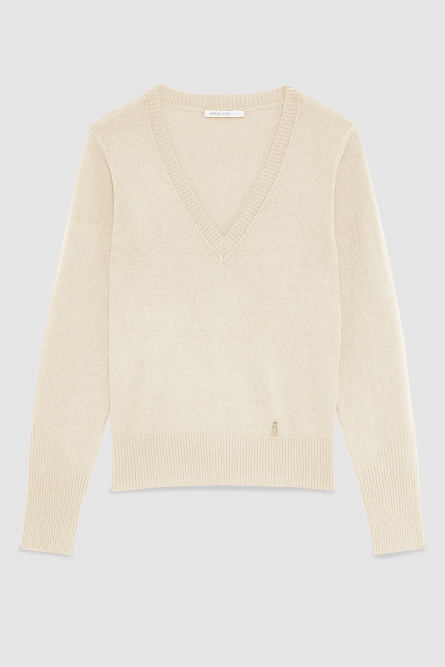 V-neck Cashmere Jumper, Beige, Patrizia Pepe