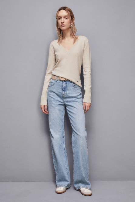 V-neck Cashmere Jumper, Beige, Patrizia Pepe