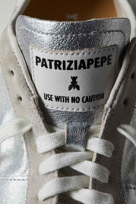 SKIN Sneakers &apos;93 in laminated nappa leather, Silver, Patrizia Pepe